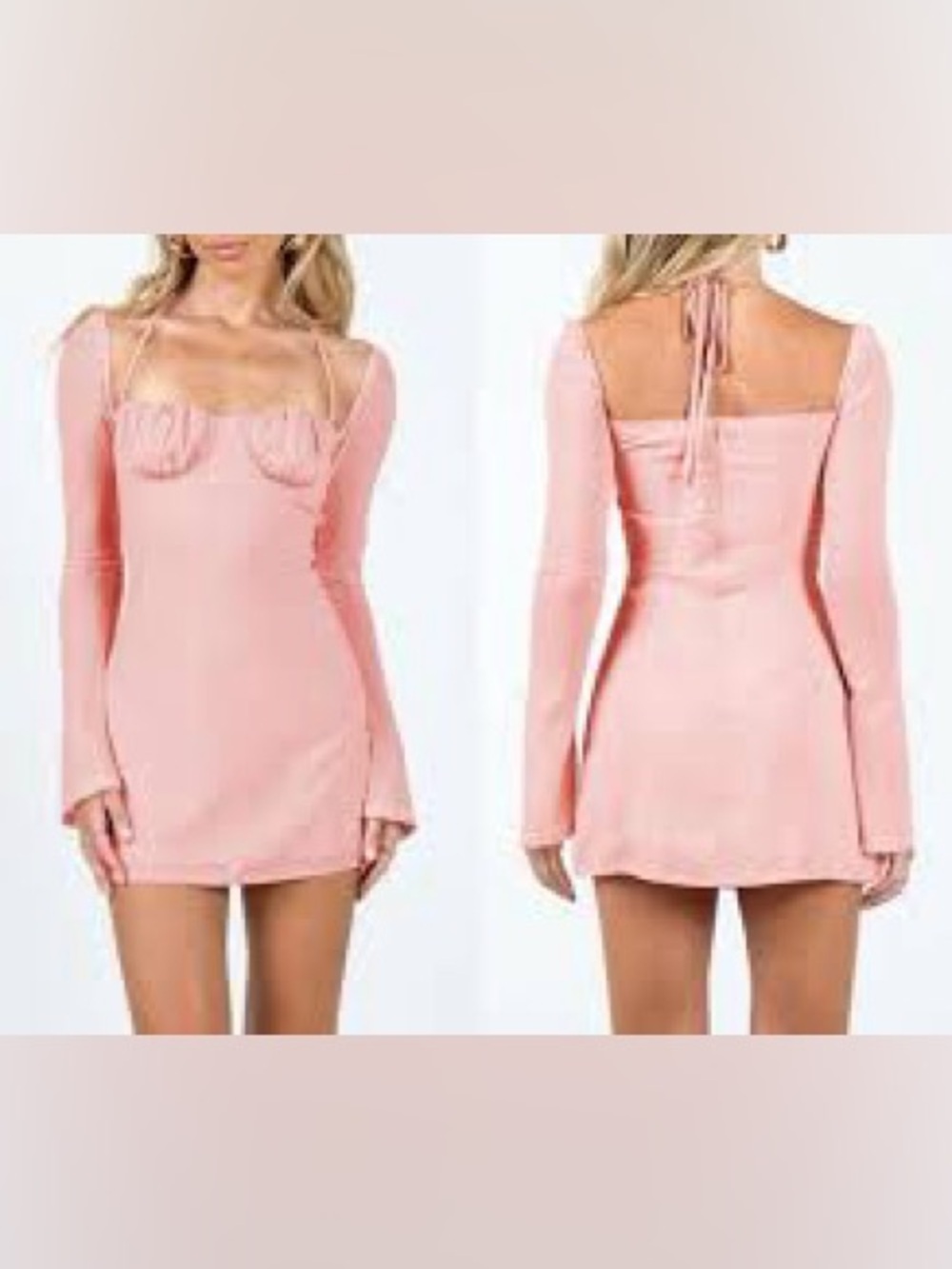 Princess Polly Blush Pink Long Sleeve Mini Dress 978